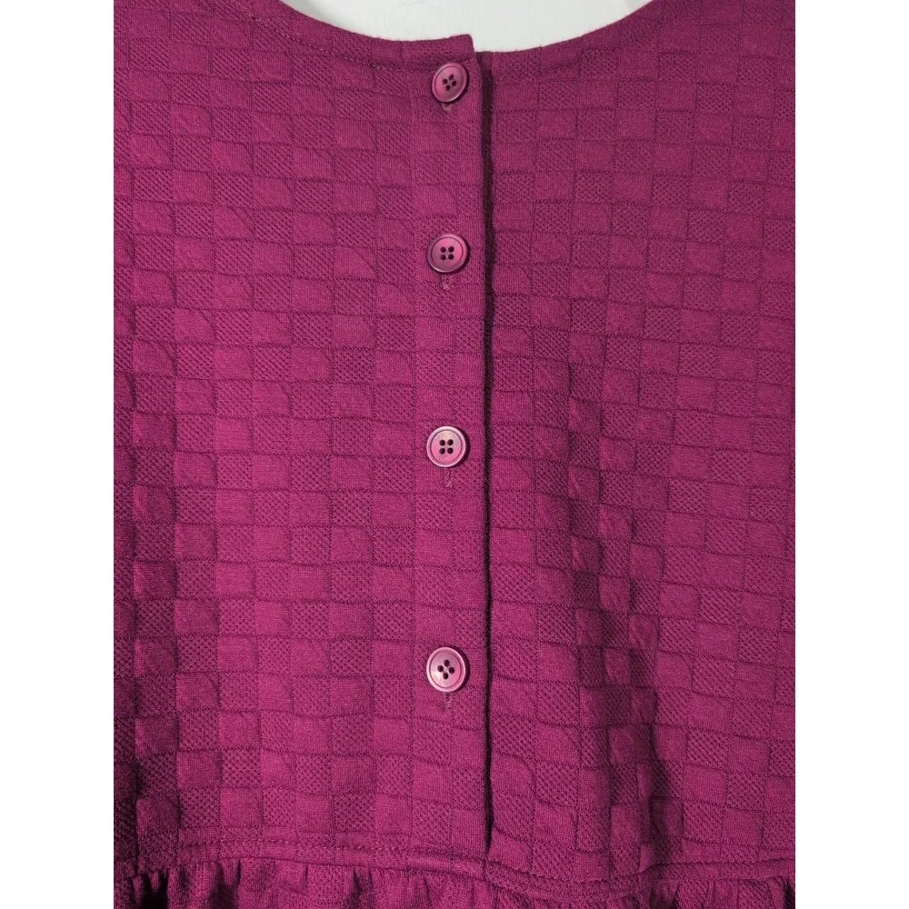 New In  Quilted Balloon Sleeve Dress‎ Purple Small New
